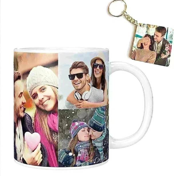 Giftspedia Photo & Text Printed Cup For Birthday , Anniversary Gift White mug + Keychain 22 Ceramic Coffee Mug