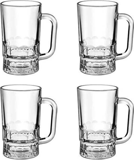 JIGSHTIAL Transparent Beer Glass Set, Stylish mug set(350 ml,Pack of 4) ग्लास मग