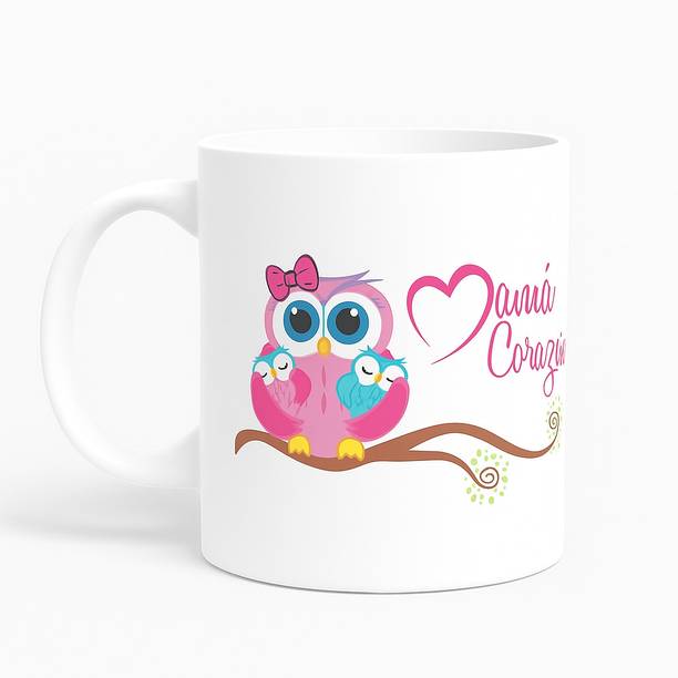 SSE Cute Owl Printed Ceramic Coffee Design | White for Mother Gift Ceramic Coffee Mug