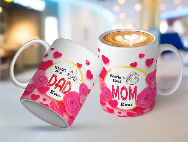 gift mafia Mom Dad Ceramic, Mummu Papa, Tea Cup RSK0015 Ceramic Coffee Mug