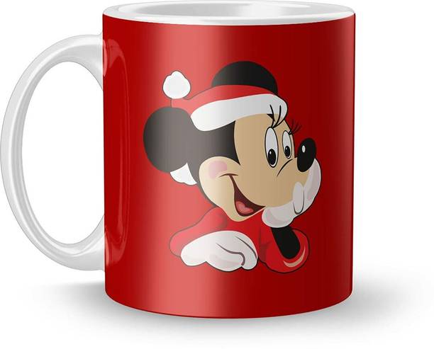 Craft N Creations Micky Mouse Cartoon Printed Red Ceramic Coffee Ceramic Coffee Mug