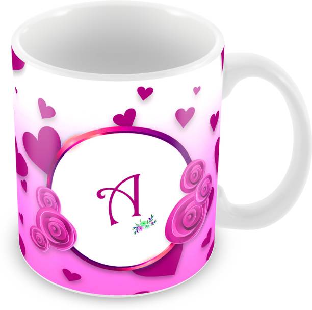 ट्यूलप Alphabet "A" Printed Design of सिरेमिक मग