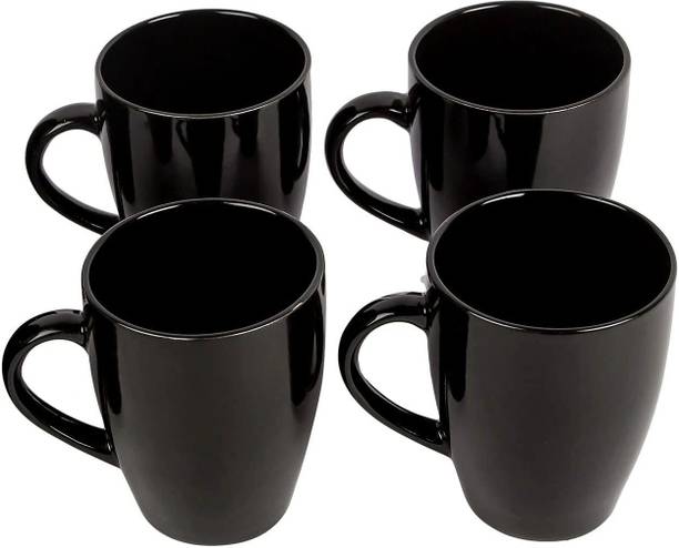 Newai Ceramic Milk Coffees Black mug 250ML pack of 4 Ceramic Coffee Mug