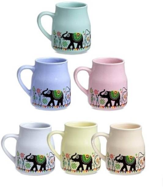 PR HOME DECOR Ceramic Handcrafted Ceramic Multicolor Microwave Safe Chai/Tea Cups Ceramic Coffee Mug