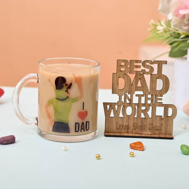 V Kraft I LOVE DAD TRANSPARENT CoffeeMug & wooden showpiece, Birthday, FATHER'S Day Ceramic Coffee Mug
