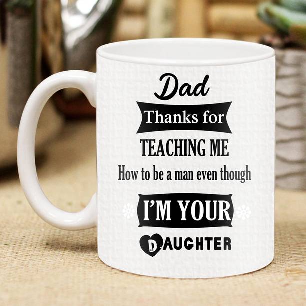 GIFTGROOVE Gift from Daughter for Father's Day, Birthday & Anniversary (Ceramic, 325 ml) Ceramic Coffee Mug