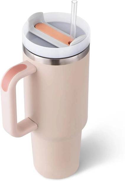 NEXTHA Rose Quartz 1200ml Hot & Cold Insulated Stainless Steel Tumbler with Straw Stainless Steel Tumbler
