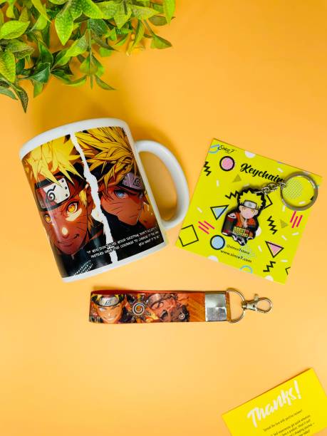 Since 7 Store Naruto Uzumaki Giftbox - Gift for Naruto Anime Fans - Keychain, Key-TAG, Ceramic Coffee Mug