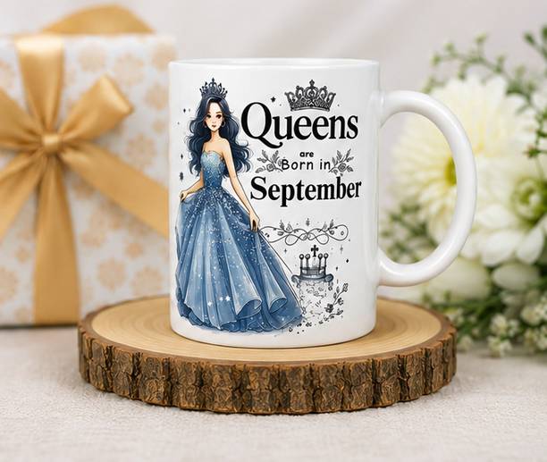 Gangolawala Queens Are Born in September Printed Ceramic Coffee Birthday Gift for Girls Ceramic Coffee Mug