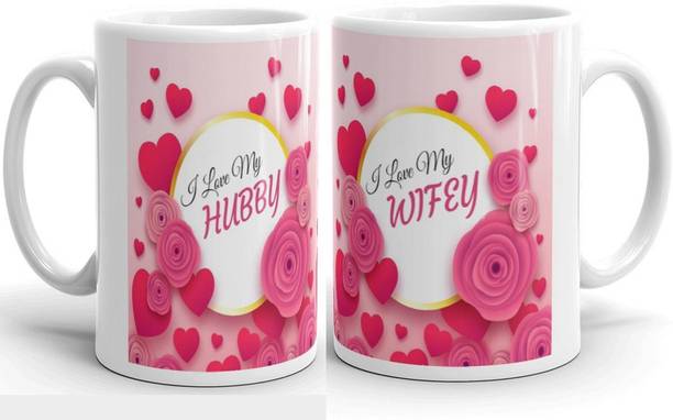 Tanisha Craft I Love My Hubby Wifey Printed Couple Coffee Tea Cup for Husband, Wife On Marri Ceramic Coffee Mug