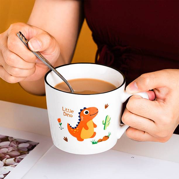 Spooky Cute Dinosaur Ceramic with Handle | Gift for Girls & Birthday Ceramic Coffee Mug