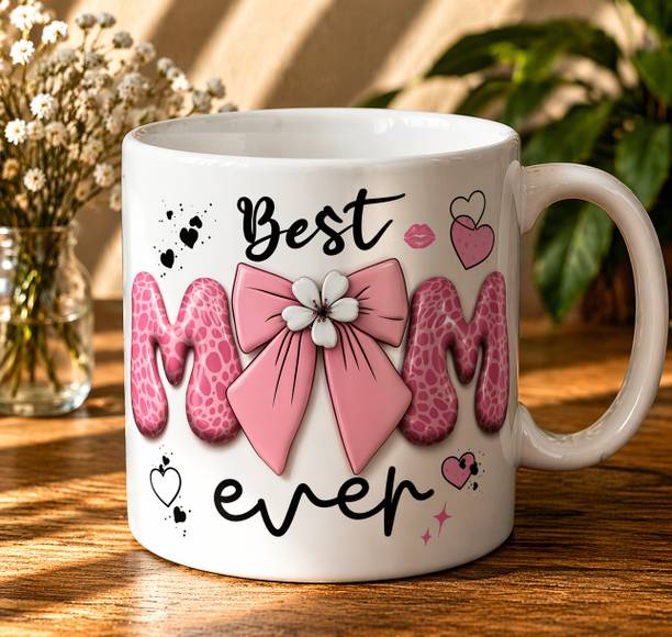 Yashukraft Best Mom Ever Cute Pink Design | Gift for Mother Birthday Mother's Day Gift Ceramic Coffee Mug