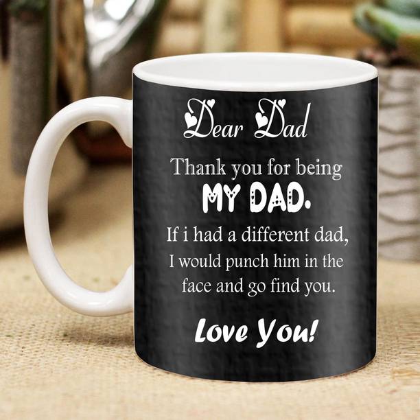 GIFTGROOVE Father's Day Gift - "Dear Dad, I'd Punch Him Best Birthday Gift for Papa Ceramic Coffee Mug