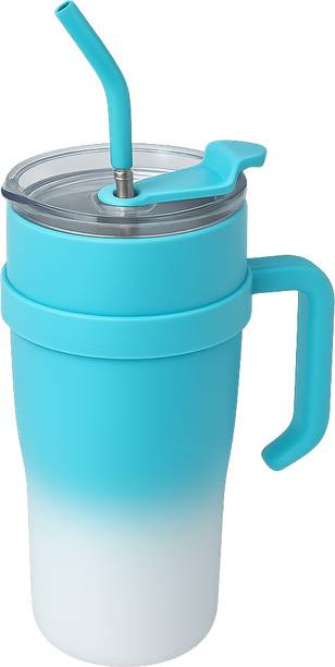 UCP Dual Color 1200ML Light blue Tumbler with Straw & Handle – Vacuum Travel Stainless Steel Tumbler