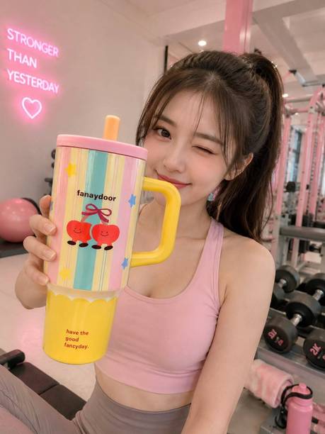 stanle Cute Cherry Straw Tumbler with Handle | Aesthetic Travel 900ML Stainless Steel Tumbler