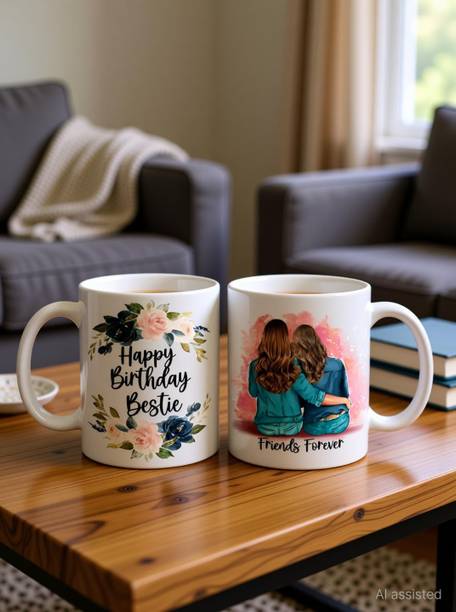 AVISTRA Bestie Birthday Friendship Gift for Sister/Friend Birthday Printed for Girls Ceramic Coffee Mug