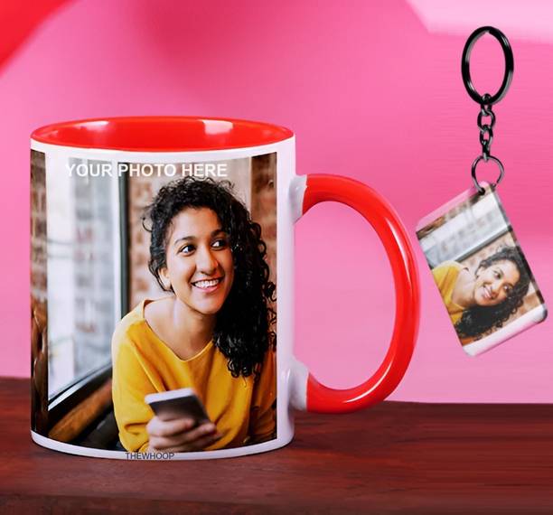 TheWhoop Customise Photo & Name Red Handle Coffee Best Gift for Any Occasions Ceramic Coffee Mug