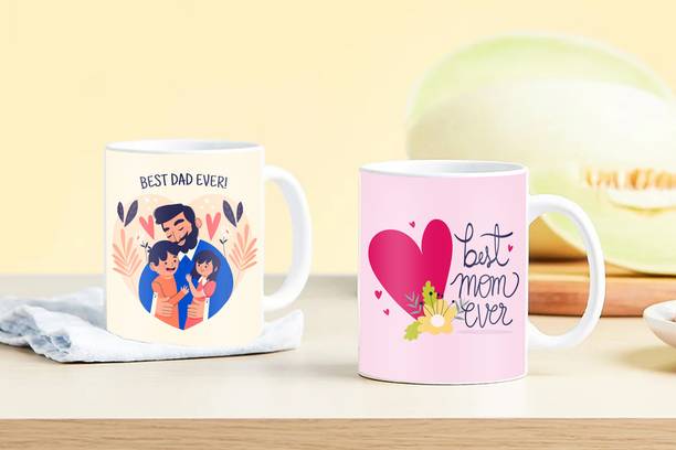 PaMeG Anniversary Gift for Father and Mother, PKMomDadMU-14 Printed Ceramic Coffee Mug