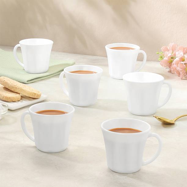 लाराह बाय बोरोसिल Bone Ash Free Octa Tea/Coffees, Crockery Set Ideal for Daily Use & Gifting ओपलवेयर मग