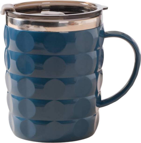Nestasia 400ml Stainless Steel Coffee, SpillProof, Portable for Office & Home, Blue Stainless Steel Coffee Mug