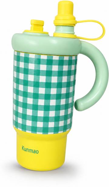 Brisk Korean Aesthetic Green Tumbler with Handle & Straw | 800ML Stainless Steel Tumbler