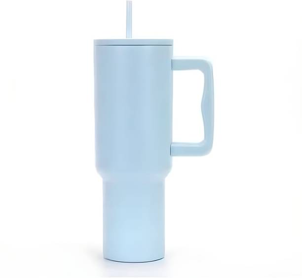 Ojra TUMBLER WITH LID, STRAW & HANDLE, Water Bottle Travel Coffee Cup Hot &Cold Stainless Steel Tumbler
