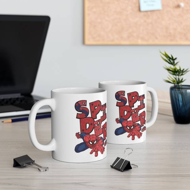 Giftspedia SPIDERR PRINTED CERMIC COOFFEE MUG 350ML Ceramic Coffee Mug