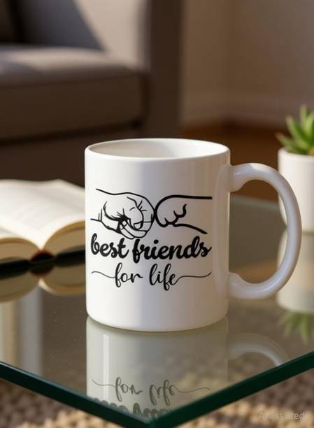 Manorath "Best Friend For Life" "Classic Stylish White Ceramic Coffee Gift For Friends Ceramic Coffee Mug
