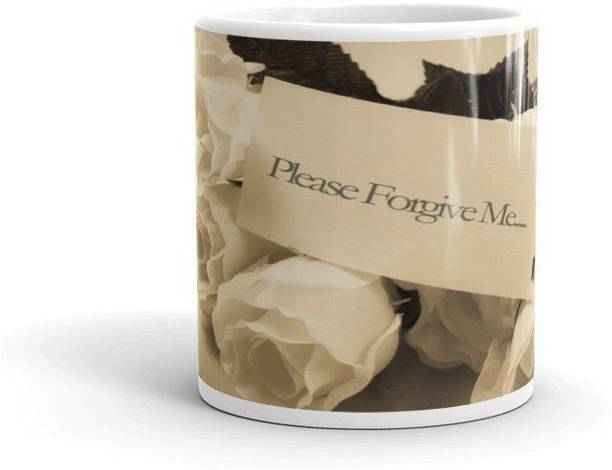 Tanisha Craft Quotes Please Forgive me Printed Coffee-330ml ,White for His/Her, Cof Ceramic Coffee Mug