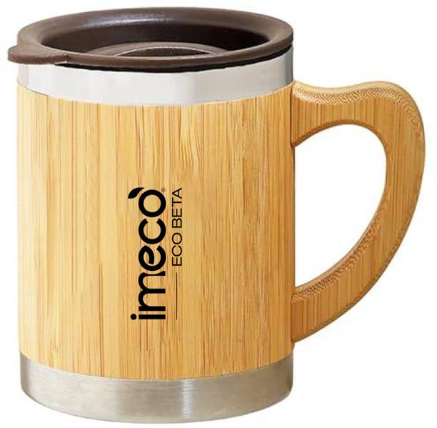 IMECO Bamboo Eco-Friendly Coffee-Mug with Lid - Ideal for Coffee Lovers, Birthday Gift Wood Coffee Mug