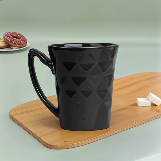 Moon Dust Black Diamond cut Stoneware, Ceramic Coffee Mug