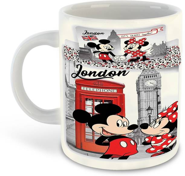 Beyoond Mickey Mouse Theme Printed White Ceramic Coffee 325ml - D9 Ceramic Coffee Mug