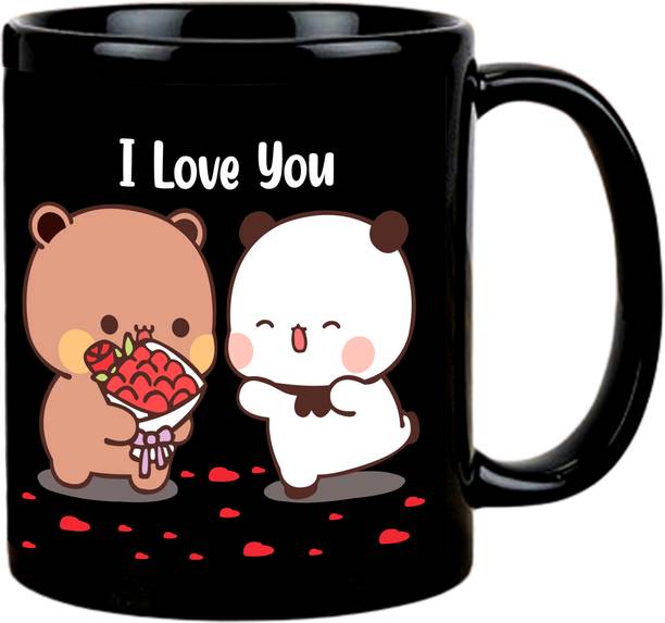 Asha Gifts Bubu Dudu Black Coffee Gift For Wife Gift For Anniversary-7 Ceramic Coffee Mug
