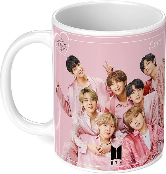 Convay BTS Printed Ceramic Tea, Milk and Coffee/Cup (White, 11 oz, 350ml Ceramic Coffee Mug