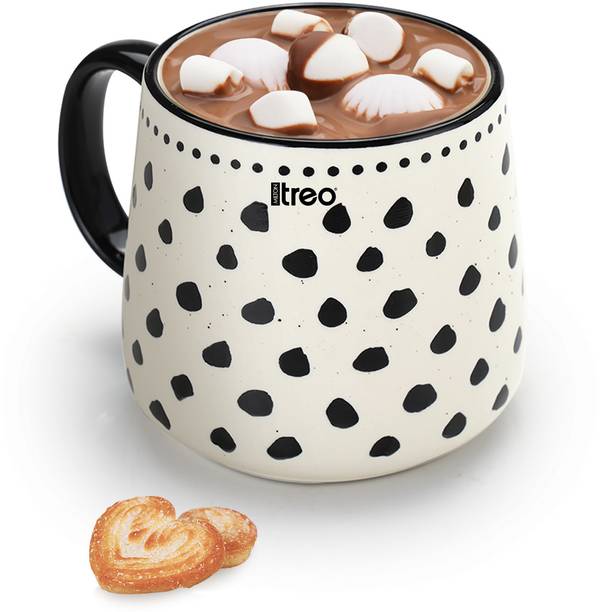 TREO Fable 400 Coffee Ceramic Microwave Safe Cup 400 ml Print and color may vary Ceramic Coffee Mug