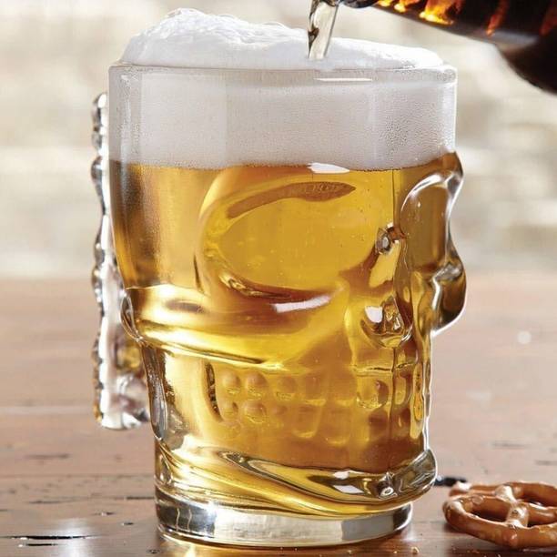 SMILERY skull mug Glass Beer (500 ml) Glass Beer (500 ml, Pack of 1) Glass Beer Mug