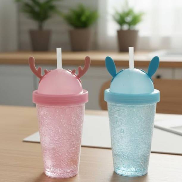 HOMOC Sipper Bottle, Mickey Water Bottle Kids Sipper with Straw Plastic Tumbler