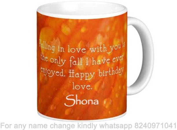 Exocticaa Happy Birthday Gift for Shona Love theme Message 080 Ceramic Coffee Mug