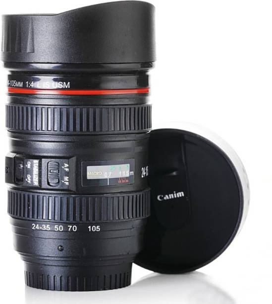 Bhakhand Multi Purpose Steel Insulated Camera Lens Shaped Travel Coffee Flask With Lid Plastic Coffee Mug