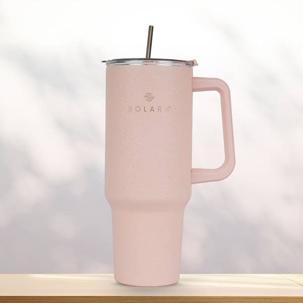 सोलारा Elixir Insulated with Lid and Straw, Hot & Cold, Office, Gym, Travel,Dusty Pink स्टेनलेस स्टील मग