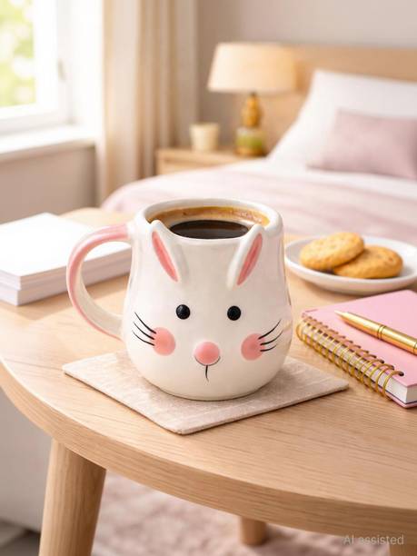 ABC Cute Bunny Ceramic Coffee | Printed Tea Cup for Office, Home & Gifting Ceramic Coffee Mug