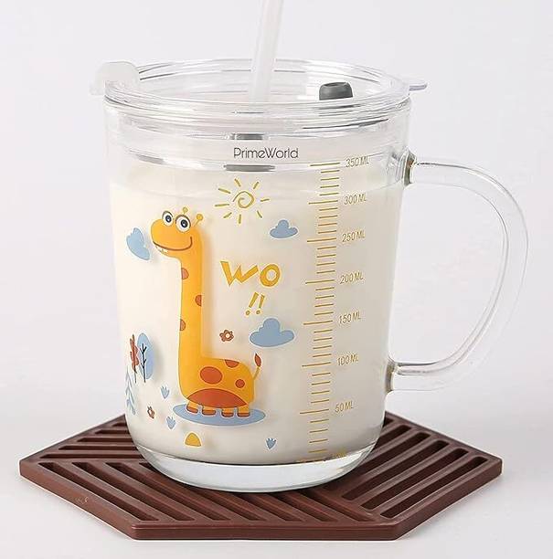 Weaminy 1 pcs 300 ml Glass with Handle and Silicon Straw Glass Coffee Mug