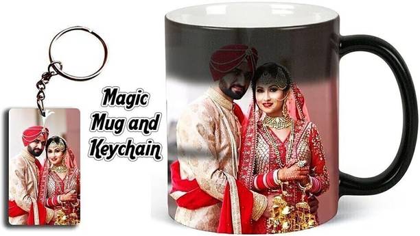 Giftspedia Photo & Text Printed Cup For Birthday , Anniversary Gift magic mug + Keychain 03 Ceramic Coffee Mug