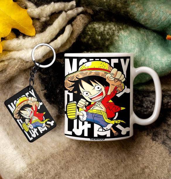 TheWhoop Anime Luffy Kids Combo Gift Big Cup With Keychain Ceramic Coffee Mug