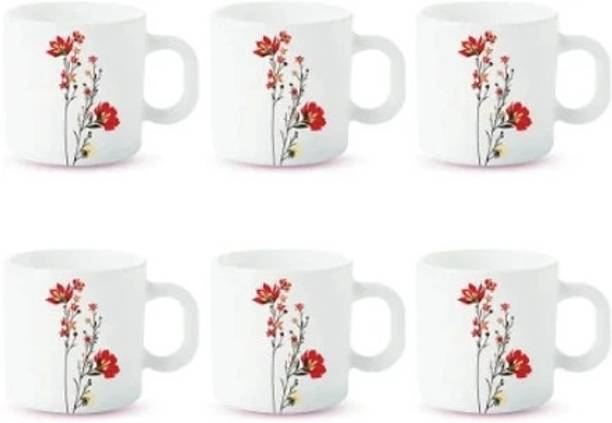 BOROSIL 6N 18CL CHRYS RED MUG SET Opalware Coffee Mug