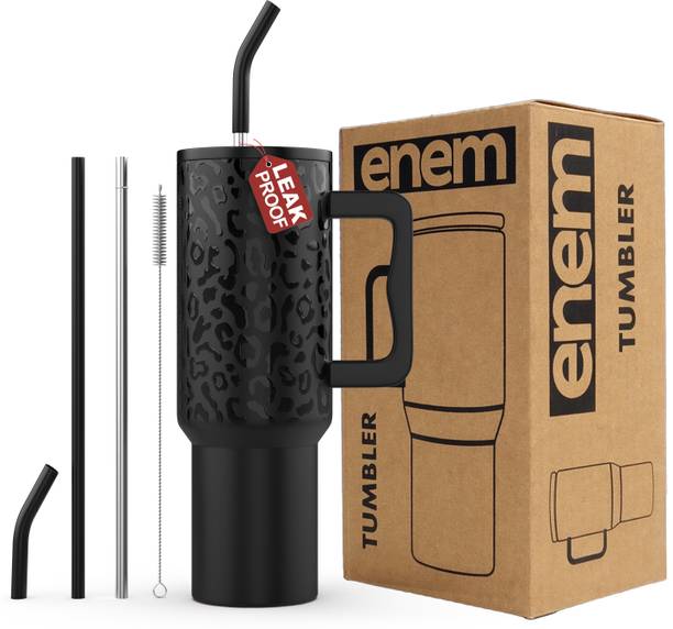 Enem Vacuum Insulated Tumbler Sipper with separate Straw Leakproof, Reusable Stainless Steel Tumbler