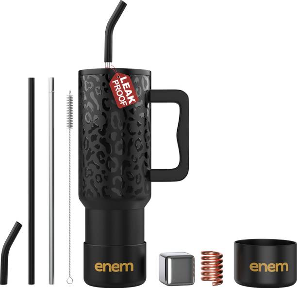 Enem Tumbler with Inbuilt Straw, Metal Ice Cube, Copper Spring,Sipper,Leakproof Stainless Steel Tumbler