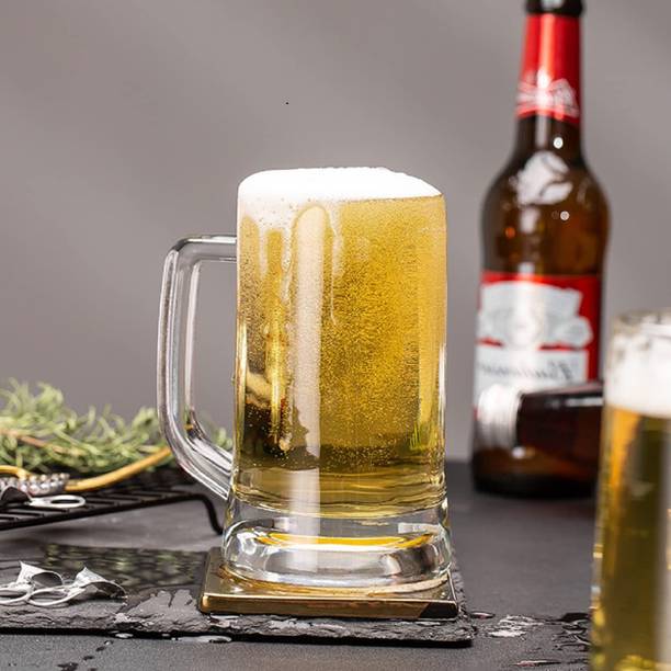 इन्फिनाइटपीइनिशीएटिव्स Italian Premium Glass Beers with Handle | Crystal Clear Glass Beer ग्लास मग