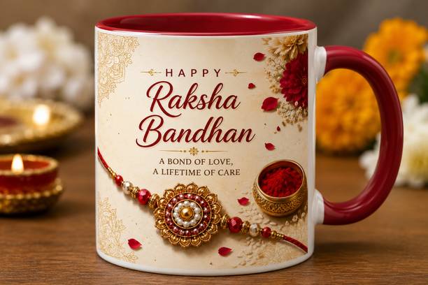 SUBLIHUT Happy Raksha Bandhan – A Celebration of Sibling Love Bone China Coffee Mug