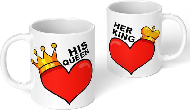 PrintingZone Couple mug Mr & Mrs King Queen His & Her mr and mrs mug (CM-33) Ceramic Coffee Mug